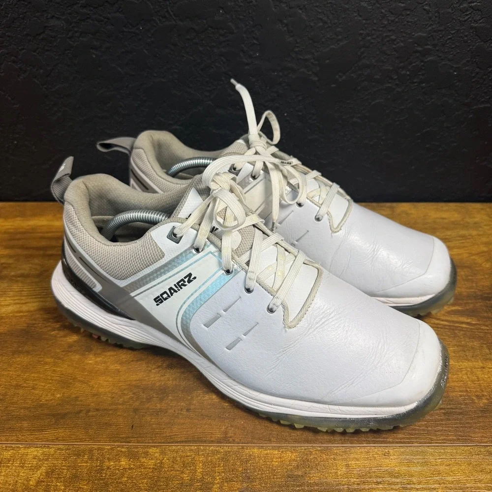 SQAIRZ‎ Speed White Synthetic Leather Spiked Golf Shoes Mens Size 10.5 US